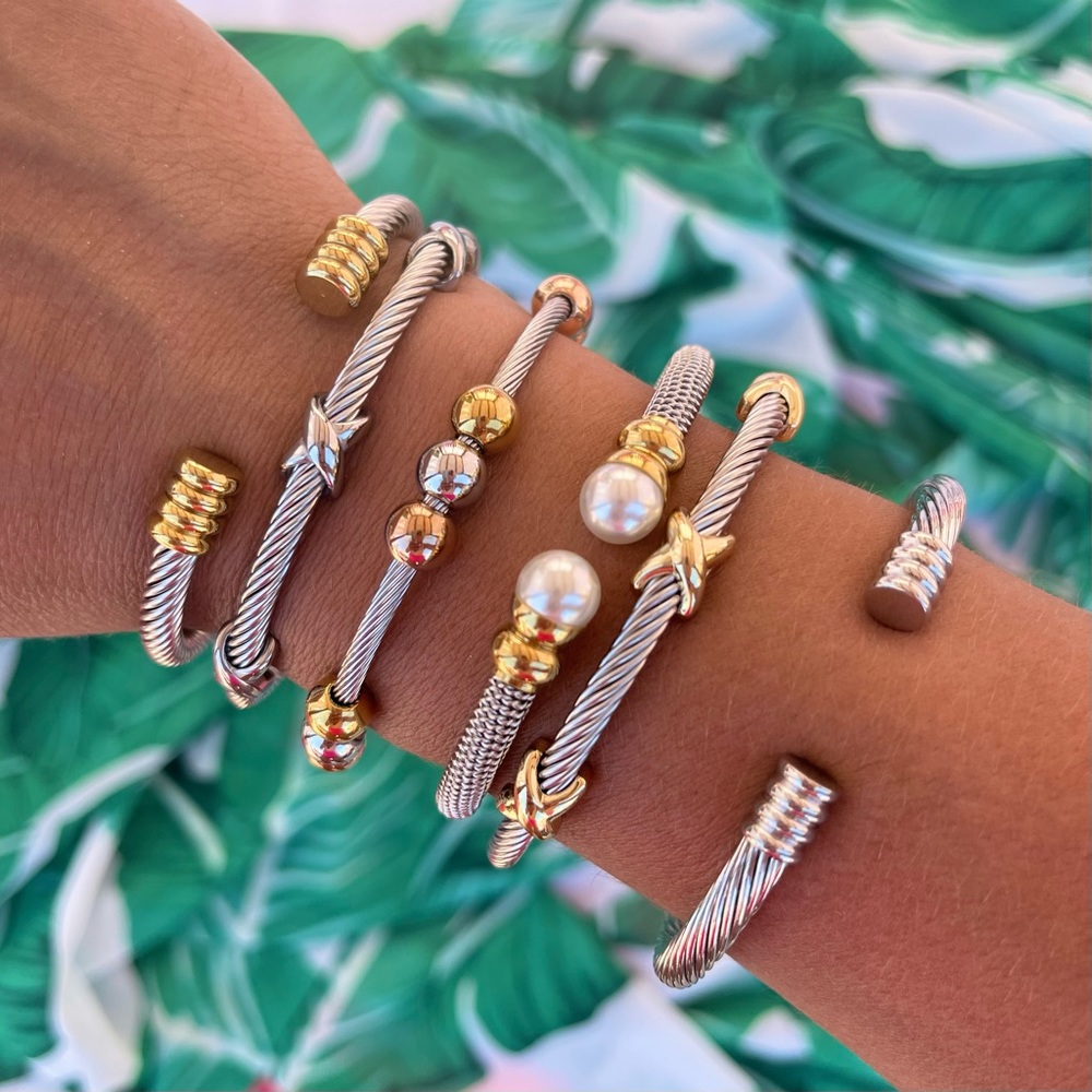 NEW Cable Bracelet Collection Silver Gold Stainless Steel